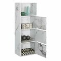 Convenience Concepts Extra Storage 3 Door Cabinet, White Marble HI3374746